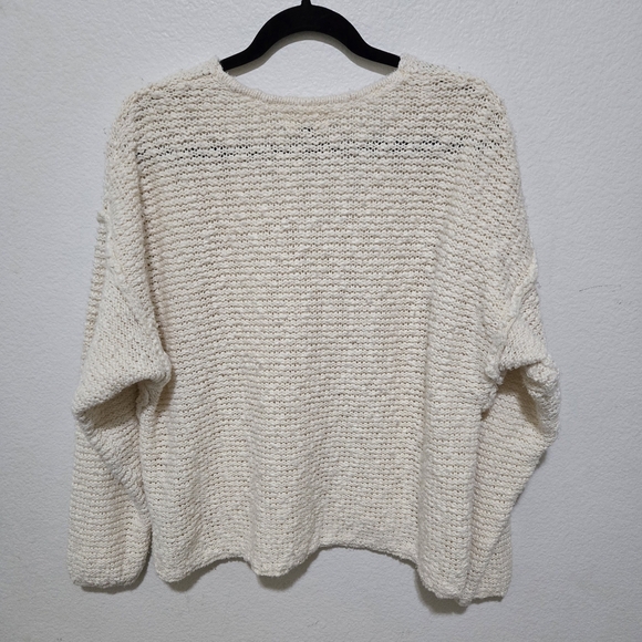 Target Universal Thread 100% Cotton Ivory Knit V-Neck Sweater Size Large - Picture 2 of 8